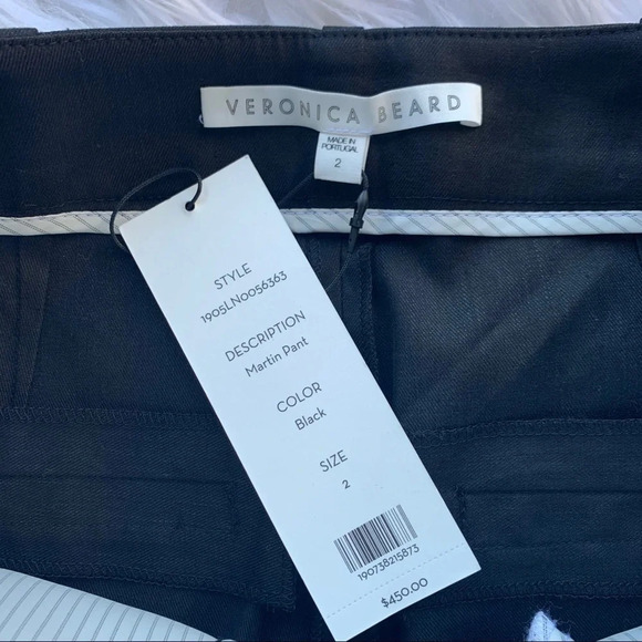 New Veronica Beard Martin Button Trim Pant Black NWT Designer Women’s 2 - Picture 8 of 14